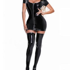Sexy Women's Patent Leather Mini Dress for Night Out