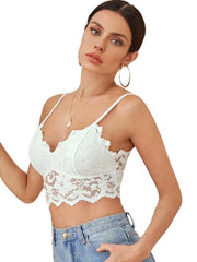 Floral Lace Push Up Bra with Scallop Trim
