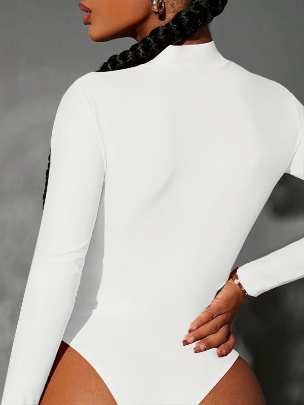 Long Sleeve Shaping Bodysuit Cut Out Tummy Control Slimmer