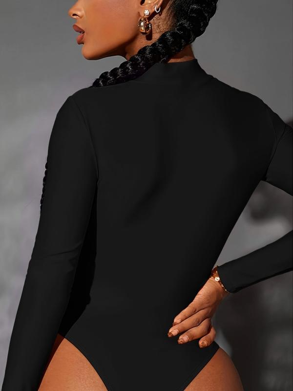 Long Sleeve Shaping Bodysuit Cut Out Tummy Control Slimmer