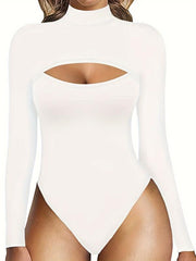 Long Sleeve Shaping Bodysuit Cut Out Tummy Control Slimmer