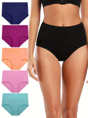 5pcs Seamless Solid Briefs Stretchy Panties Lingerie Underwear