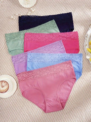 6pcs Floral Lace Briefs Comfy & Breathable Intimates Women's Lingerie