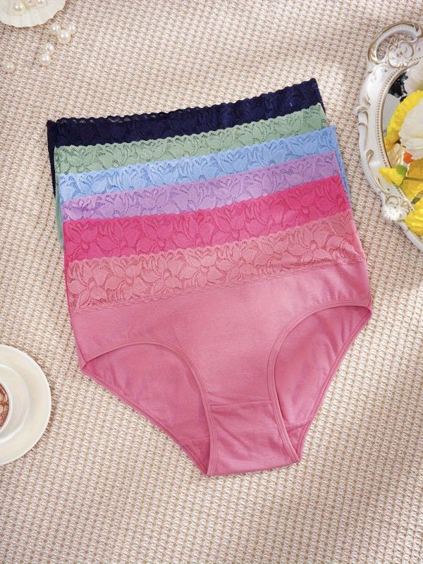 6pcs Floral Lace Briefs Comfy & Breathable Intimates Women's Lingerie