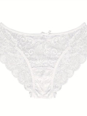 Floral Lace Bow Tie Briefs Low Waist Panties Women's Lingerie