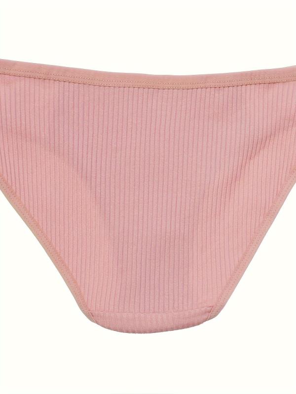 3pcs Lace Ribbed Briefs Comfy Breathable Intimates Panties Women's Lingerie