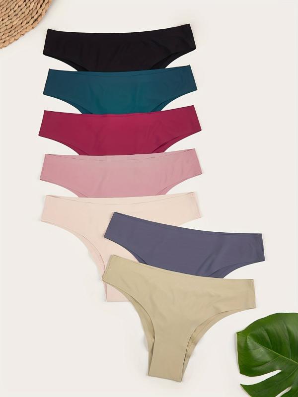 7pcs Multicolor Seamless Low Waist Bikini Panties Pack