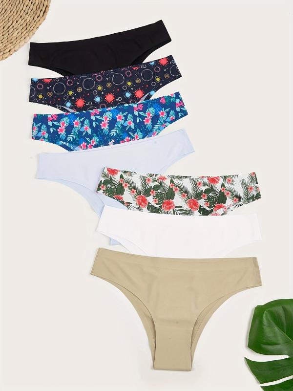 7pcs Multicolor Seamless Low Waist Bikini Panties Pack