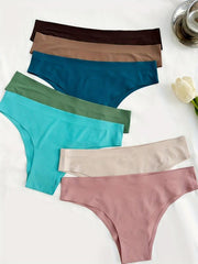 7pcs Multicolor Seamless Low Waist Bikini Panties Pack