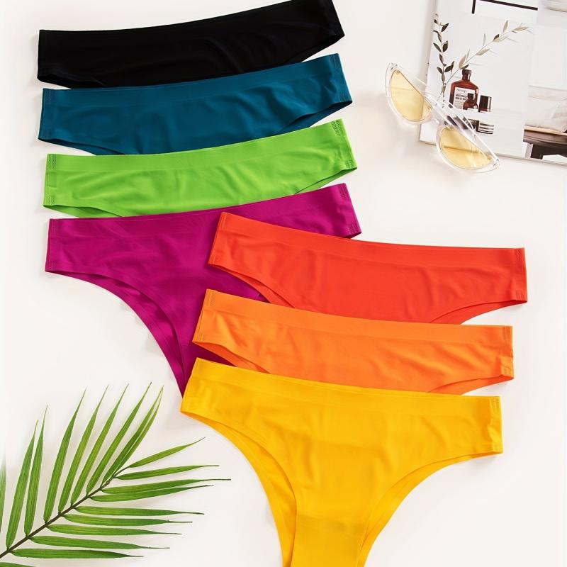 7pcs Multicolor Seamless Low Waist Bikini Panties Pack