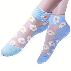 5 Pairs Floral Print Short Socks Women's Stockings