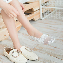 Pair Lace No Show Socks Semi Sheer Boat Socks Women's Stockings