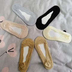 6 Pairs Floral Lace Ankle Socks Non slip Mesh Women's Stockings