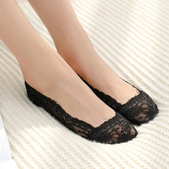 6 Pairs Floral Lace Ankle Socks Non slip Mesh Women's Stockings