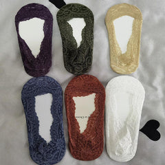6 Pairs Floral Lace Ankle Socks Non slip Mesh Women's Stockings