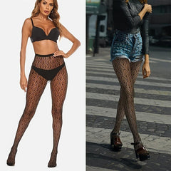 Geometric Pattern Fishnet Tights High Waist Pantyhose