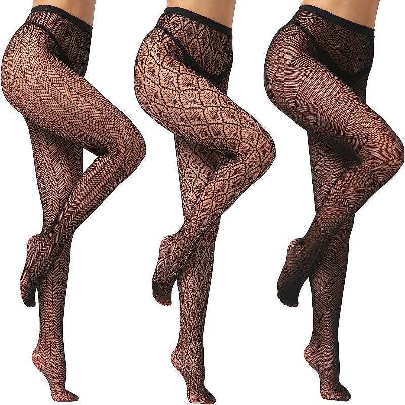 Geometric Pattern Fishnet Tights High Waist Pantyhose