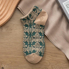 5 Pairs Retro Floral Print Ankle Socks for Women