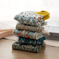 5 Pairs Retro Floral Print Ankle Socks for Women