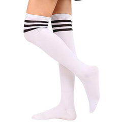 2pairs Womens Thigh High Socks Striped Over The Knee Socks