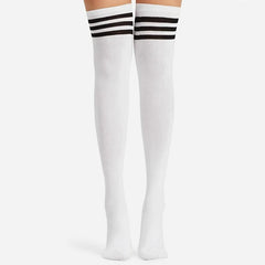 2pairs Womens Thigh High Socks Striped Over The Knee Socks
