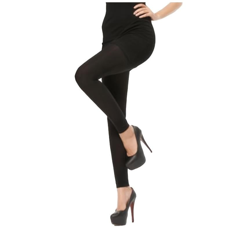 Opaque Footless Tights High Waisted Elastic Leggings