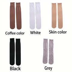5 Pairs Lace Mesh Calf Socks Knee High Women's Stockings