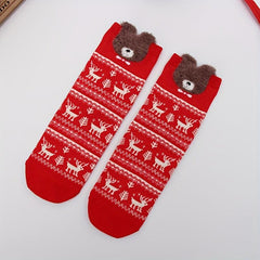 4 Pairs Cartoon Christmas Socks Women's Stockings