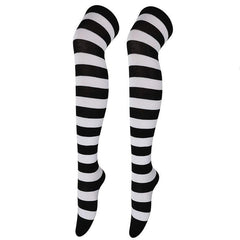 Striped Colorblock Thigh High Socks Over The Knee Stockings
