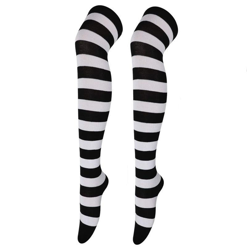 Striped Colorblock Thigh High Socks Over The Knee Stockings