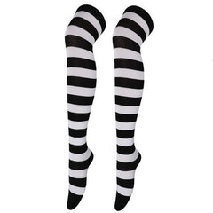Striped Colorblock Thigh High Socks Over The Knee Stockings