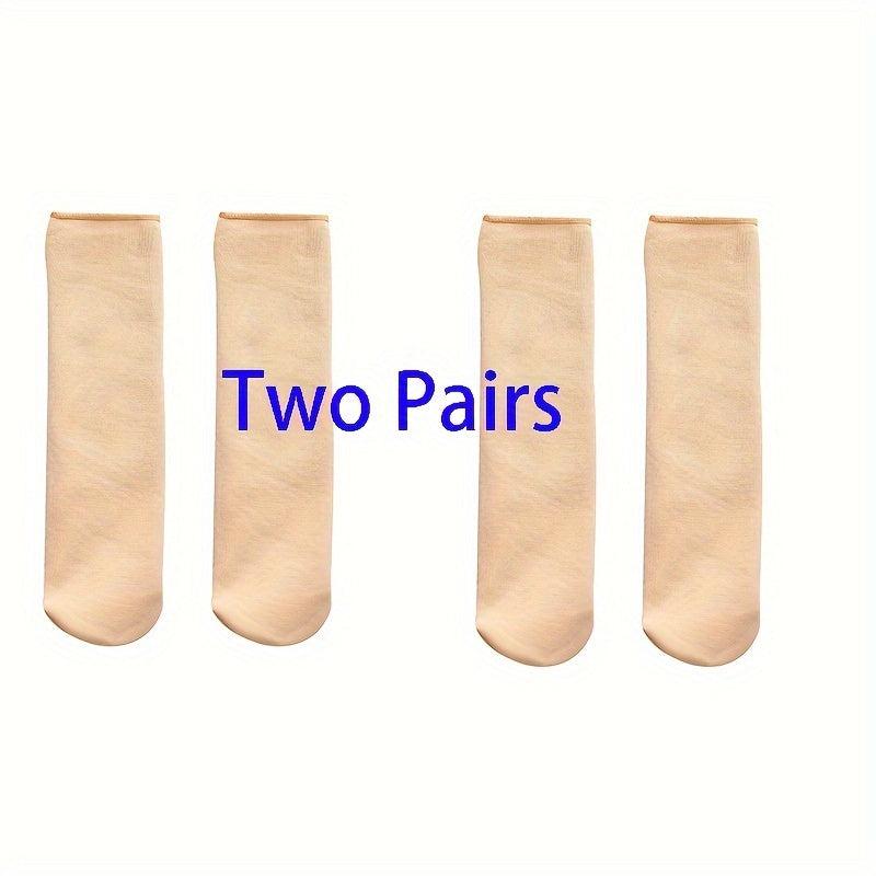 2 Pairs Plush Lined Socks for Women
