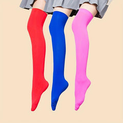 Solid Thigh High Socks Smooth Over The Knee Stockings