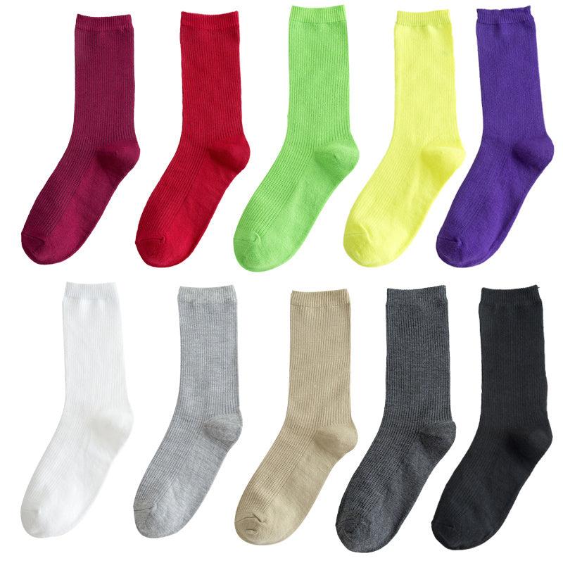 10 Pairs Candy Pile Socks - Comfortable & Breathable Mid Tube Women's Stockings
