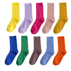 10 Pairs Candy Pile Socks - Comfortable & Breathable Mid Tube Women's Stockings