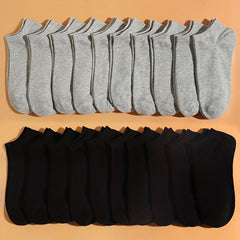 10 20 Pairs Solid Ankle Socks Soft Lightweight All Match Low Cut for Women Men