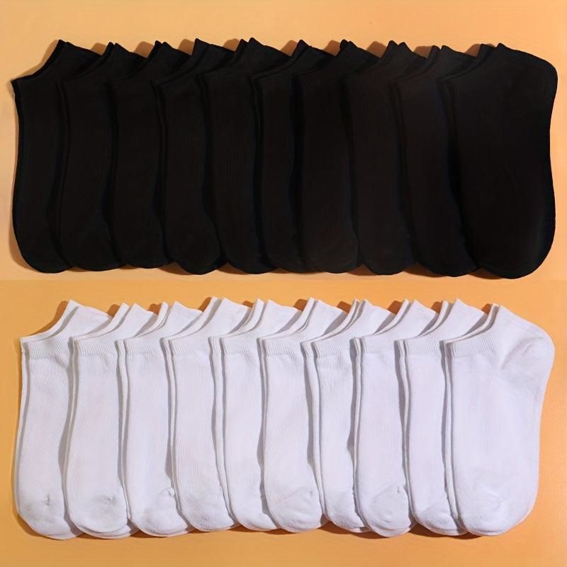 10 20 Pairs Solid Ankle Socks Soft Lightweight All Match Low Cut for Women Men