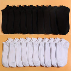 10 20 Pairs Solid Ankle Socks Soft Lightweight All Match Low Cut for Women Men