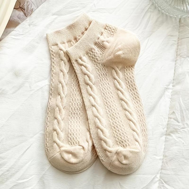 4 Pairs Floral Print Ankle Socks Comfy & Breathable Low Cut Women's Stockings