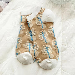 4 Pairs Floral Print Ankle Socks Comfy & Breathable Low Cut Women's Stockings