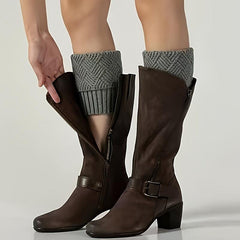 Geometric Pattern Leg Warmers Knitted Socks