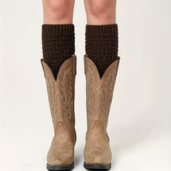 Geometric Pattern Leg Warmers Knitted Socks