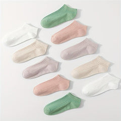 10 Pairs Ribbed Low Cut Ankle Socks Women's Stockings