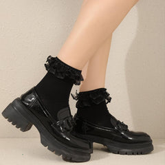 Lace Trim Crew Socks Lightweight & Comfy Mid tube Socks