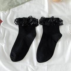 Lace Trim Crew Socks Lightweight & Comfy Mid tube Socks