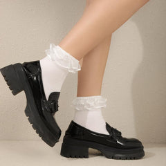 Lace Trim Crew Socks Lightweight & Comfy Mid tube Socks