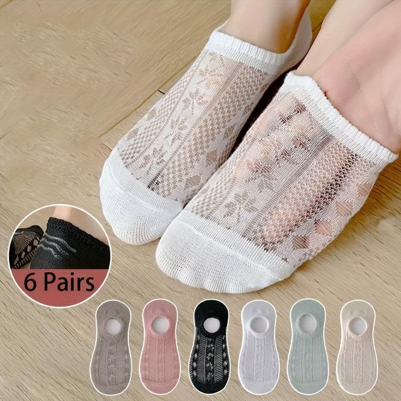 6 Pairs Floral Pattern Low Cut Ankle Socks Women's Stockings