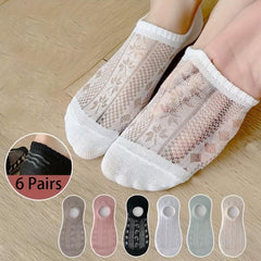 6 Pairs Floral Pattern Low Cut Ankle Socks Women's Stockings