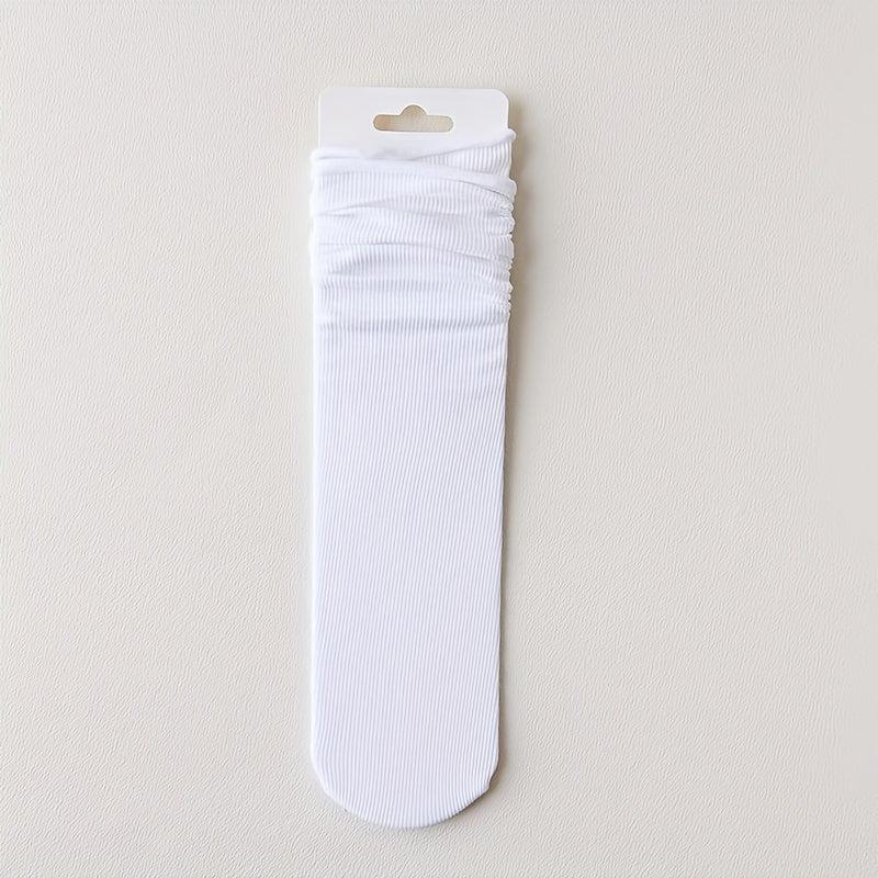 10 Pairs Mid Tube Solid Pile Socks Women's Stockings