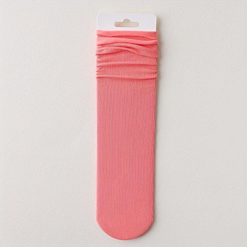 10 Pairs Mid Tube Solid Pile Socks Women's Stockings